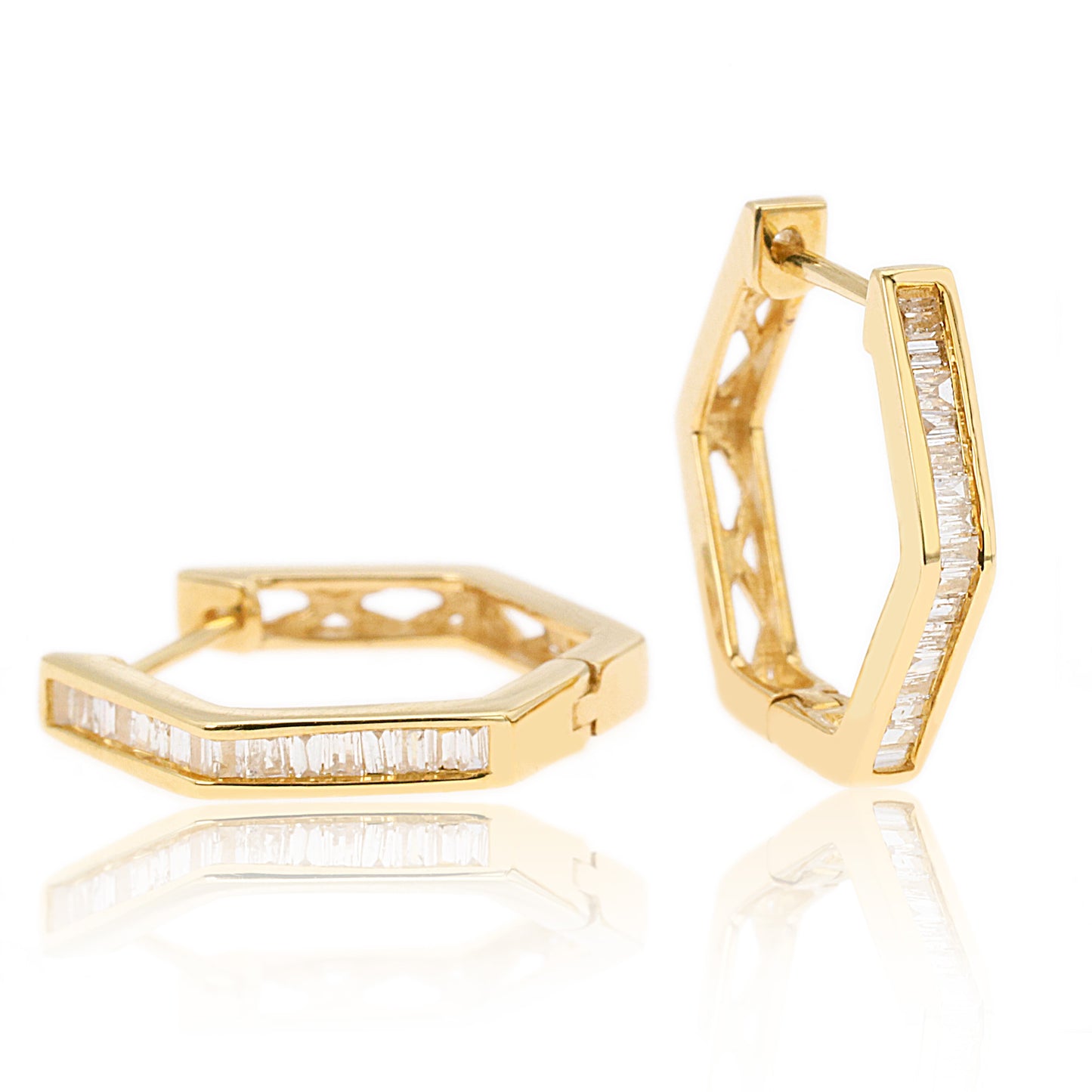 14k/18k yellow gold 0.18 ctw h diamond hoop earrings