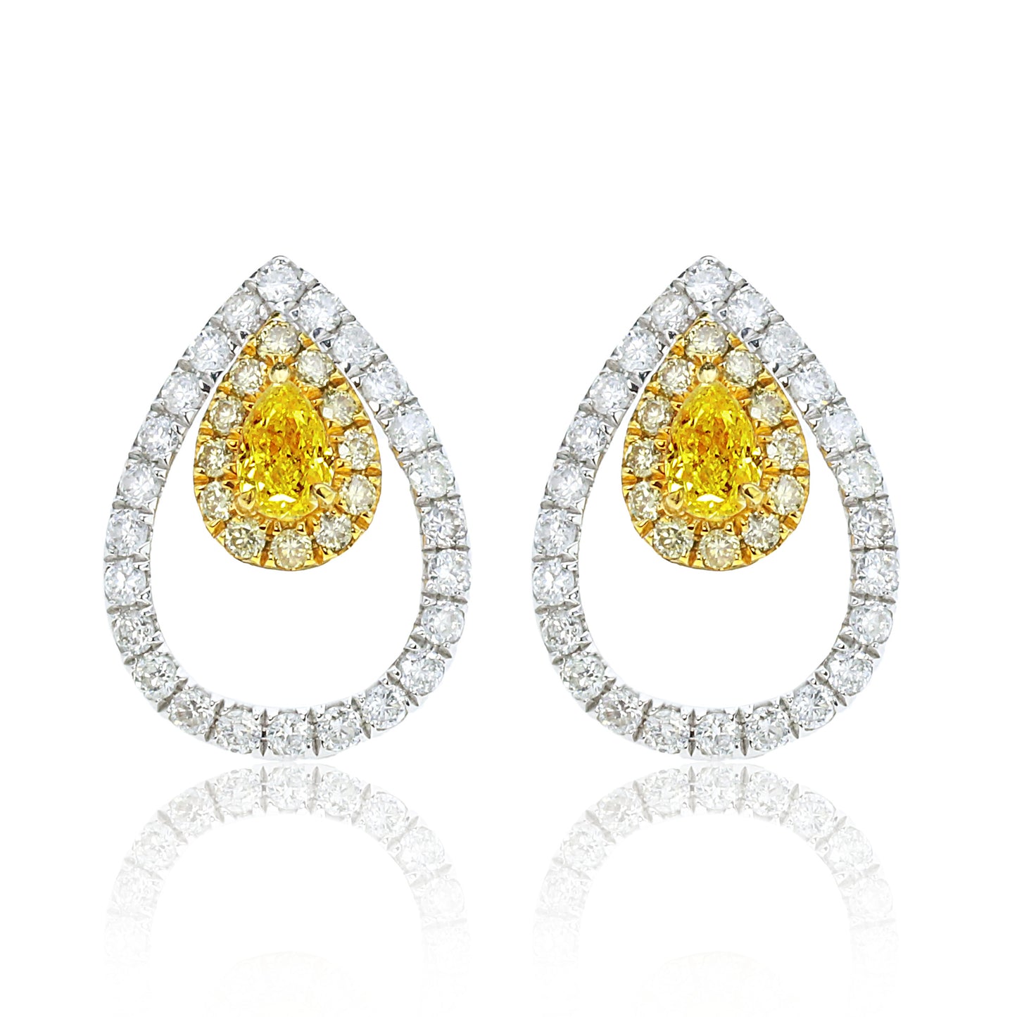 14k/18k gold 0.64 ctw yellow diamond&diamond stud earrings