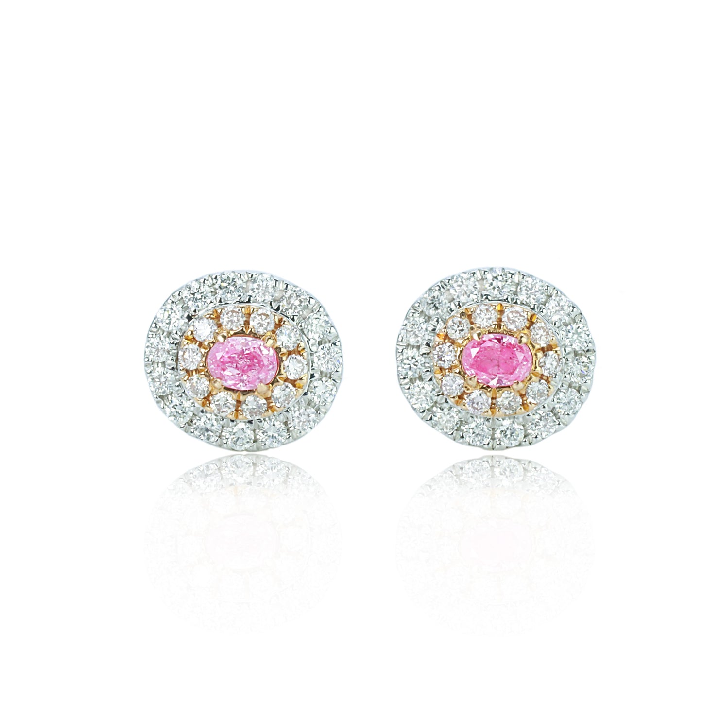 14k/18k gold 0.46 ctw fancy pink diamond & diamond stud earrings