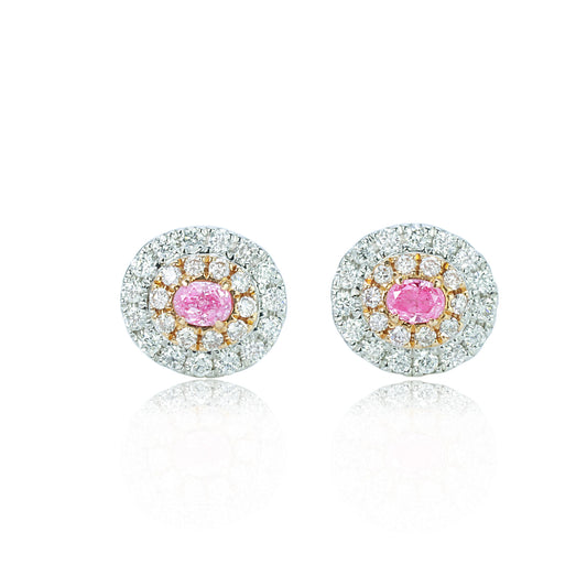 14K/18K GOLD 0.46 CTW FANCY PINK DIAMOND & DIAMOND STUD EARRINGS