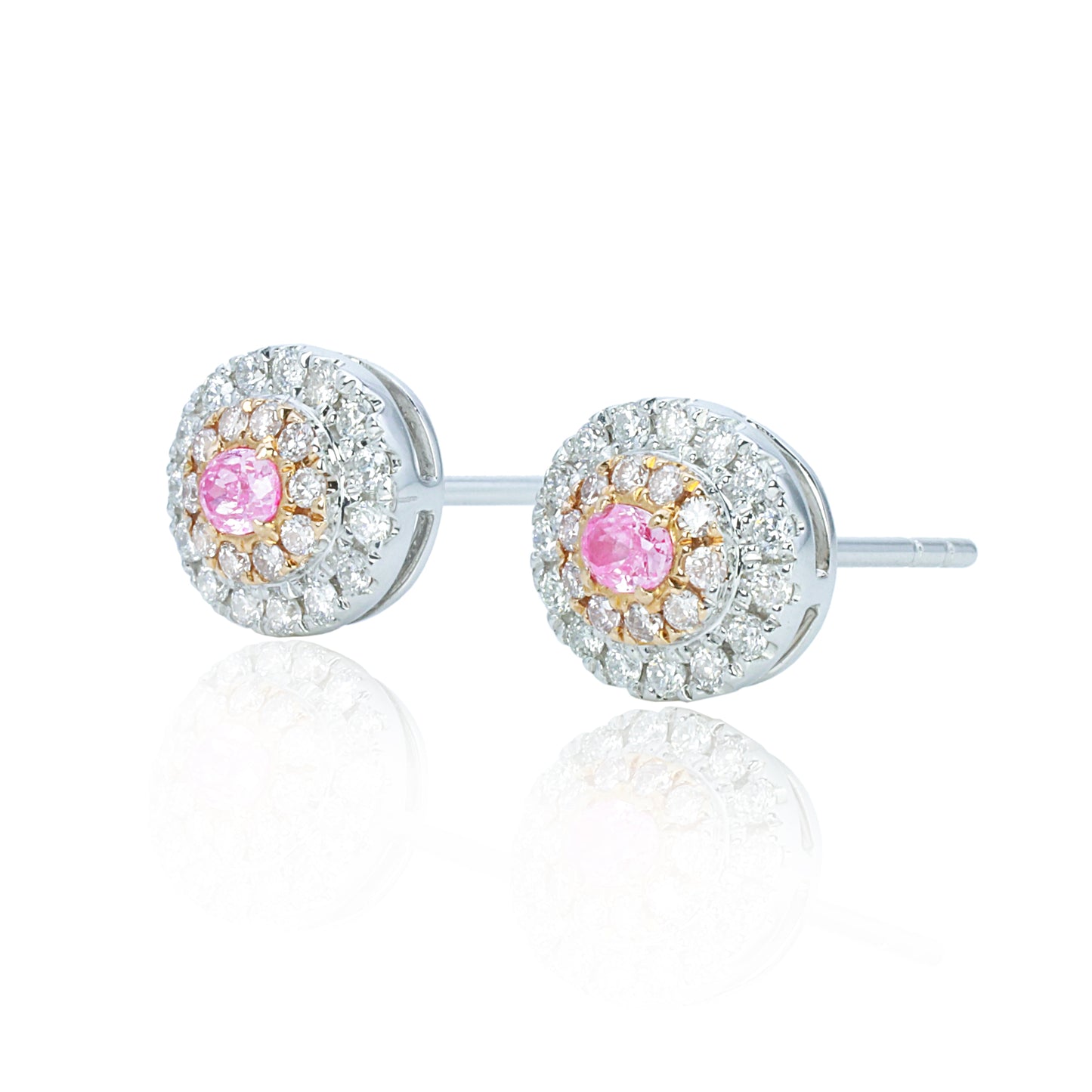 14k/18k gold 0.46 ctw fancy pink diamond & diamond stud earrings