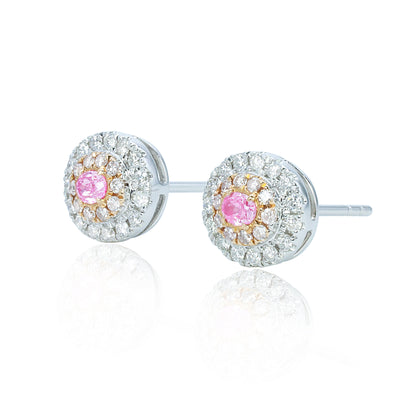 14K/18K GOLD 0.46 CTW FANCY PINK DIAMOND & DIAMOND STUD EARRINGS