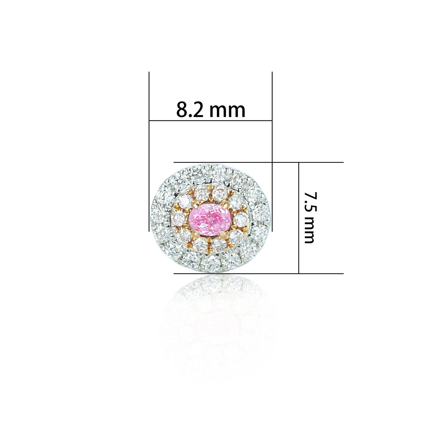 14k/18k gold 0.46 ctw fancy pink diamond & diamond stud earrings