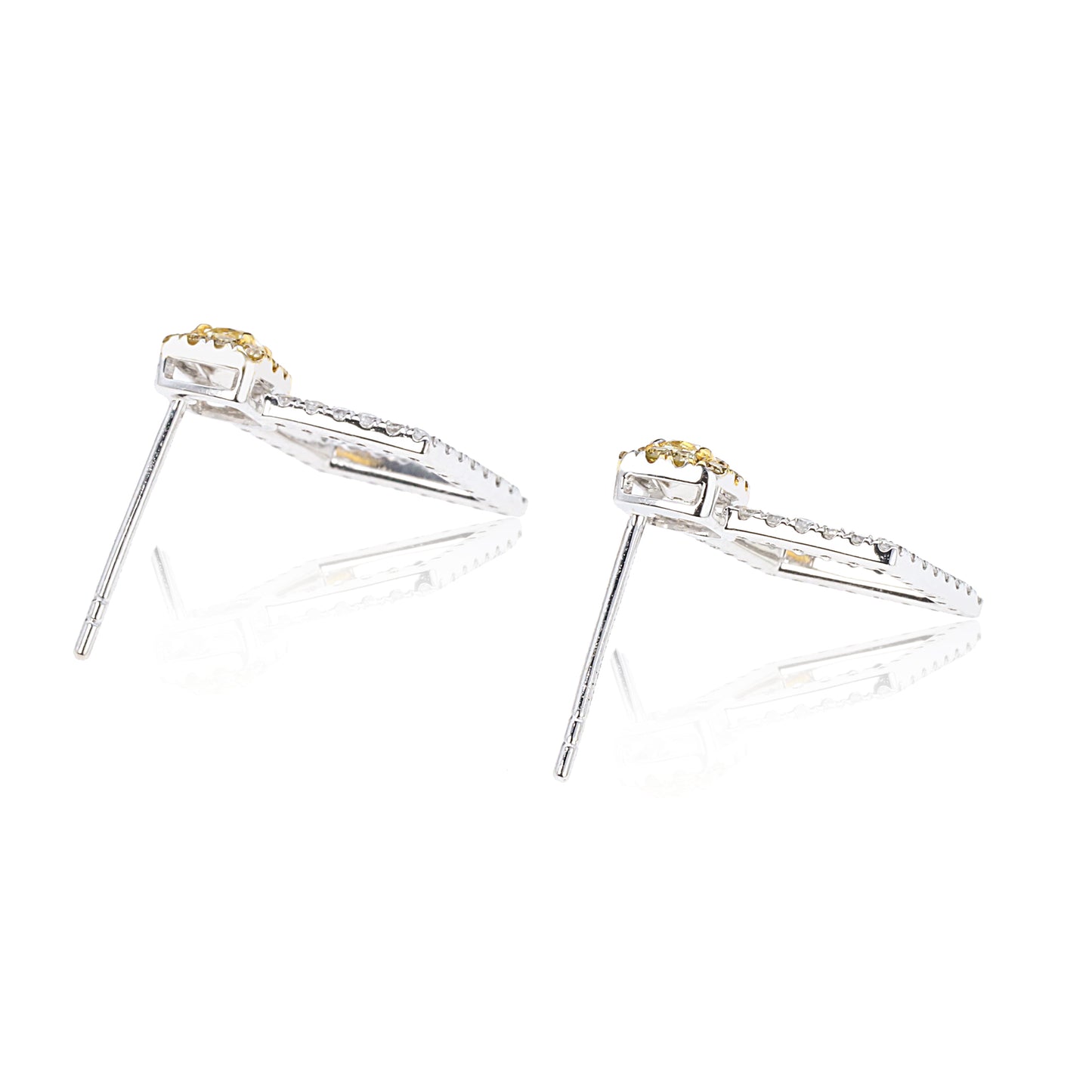 14k/18k gold 0.70 ctw yellow diamond&diamond stud earrings