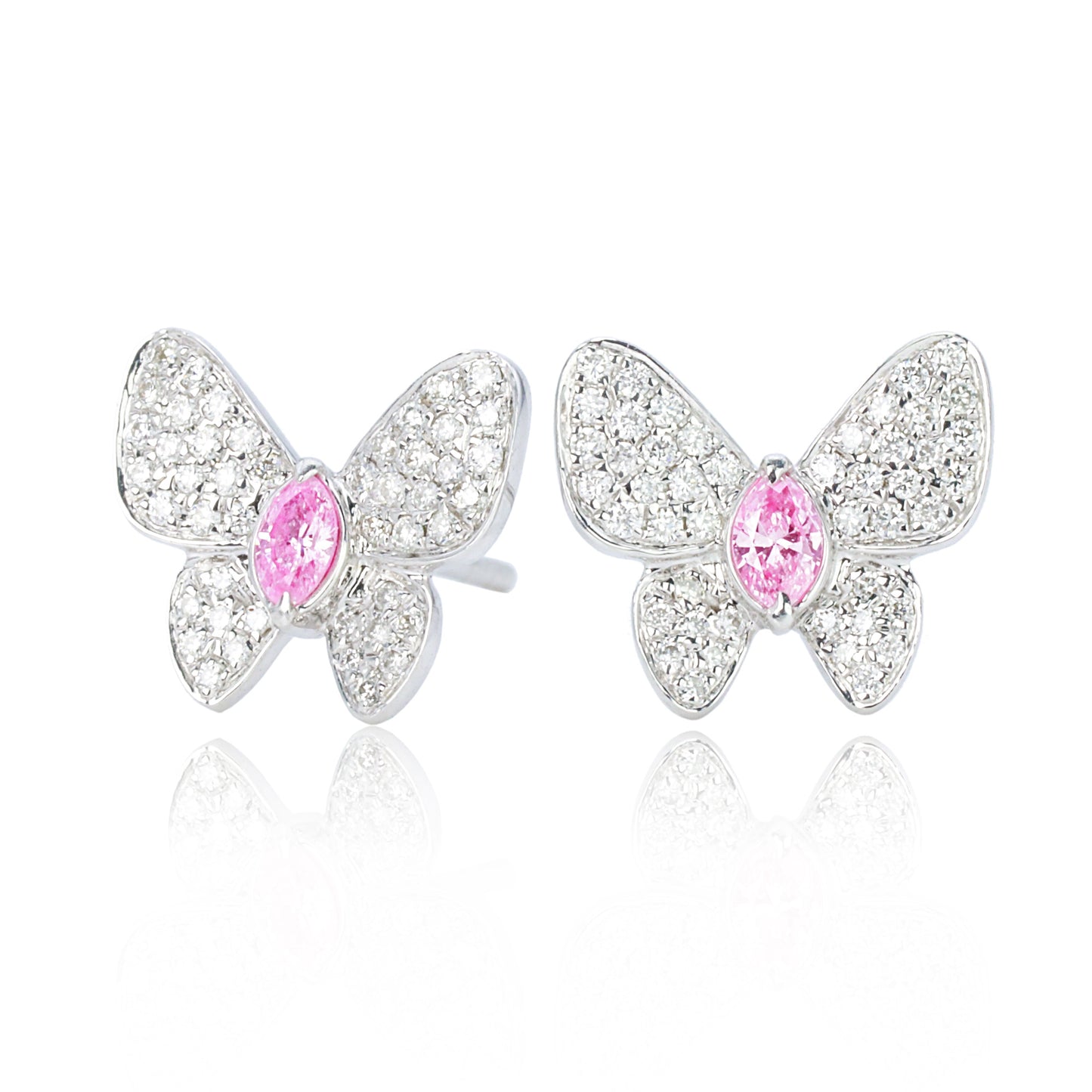 14k/18k gold 0.30 ctw fancy pink diamond & diamond stud earrings