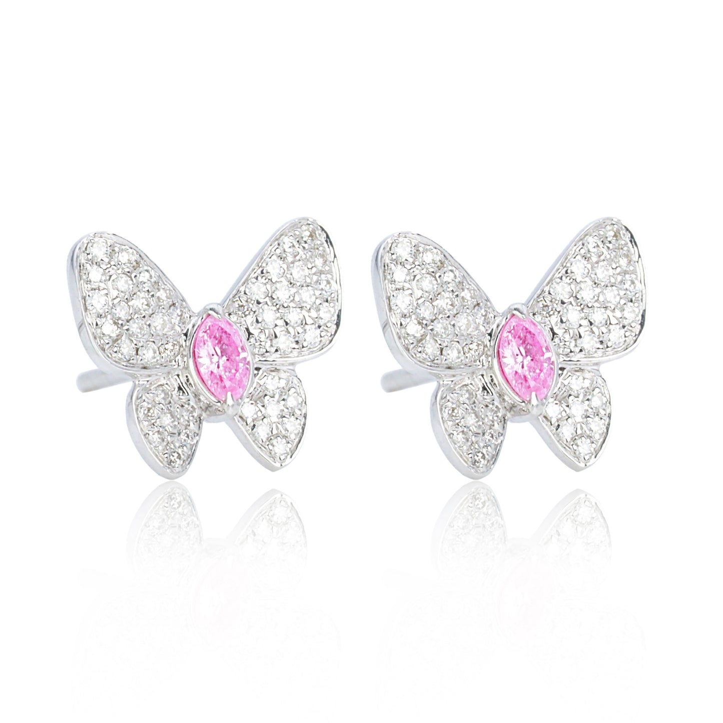 14k/18k gold 0.30 ctw fancy pink diamond & diamond stud earrings