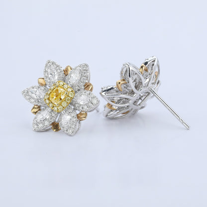 14K/18K GOLD 1.44 CTW NATURAL YELLOW DIAMOND & DIAMOND STUD EARRINGS