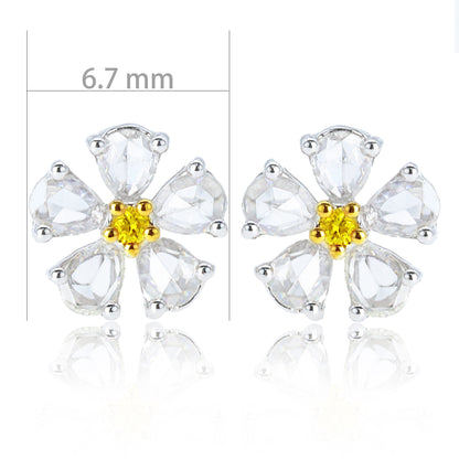 14K/18K GOLD 0.97  CTW YELLOW DIAMOND&DIAMOND STUD EARRINGS