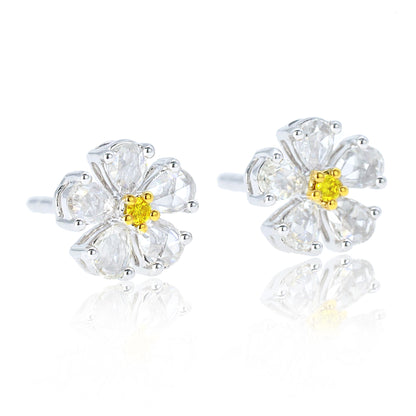 14K/18K GOLD 0.97  CTW YELLOW DIAMOND&DIAMOND STUD EARRINGS