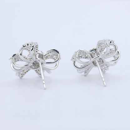 14K/18K GOLD 1.24 CTW NATURAL YELLOW DIAMOND & DIAMOND STUD EARRINGS