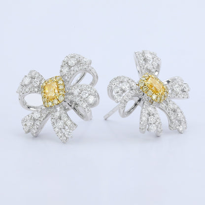 14K/18K GOLD 1.24 CTW NATURAL YELLOW DIAMOND & DIAMOND STUD EARRINGS