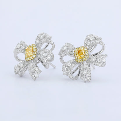 14K/18K GOLD 1.24 CTW NATURAL YELLOW DIAMOND & DIAMOND STUD EARRINGS