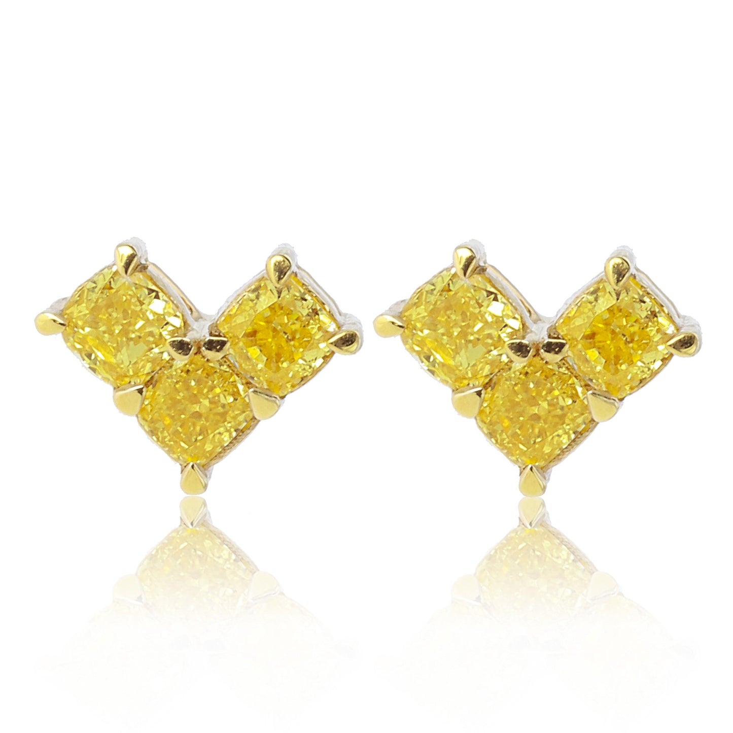 14k/18k gold 0.52 ctw yellow diamond&diamond stud earrings