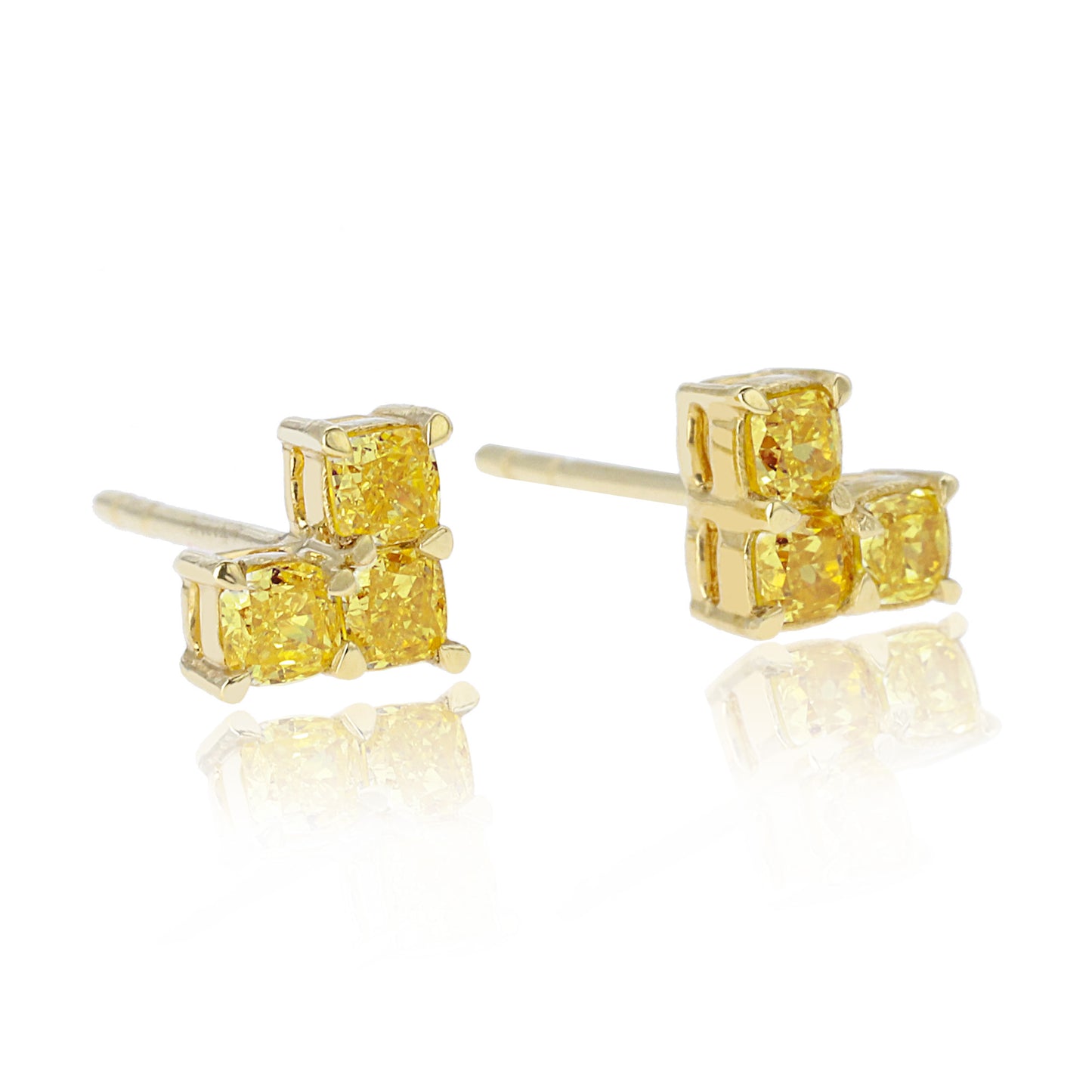 14k/18k gold 0.52 ctw yellow diamond&diamond stud earrings