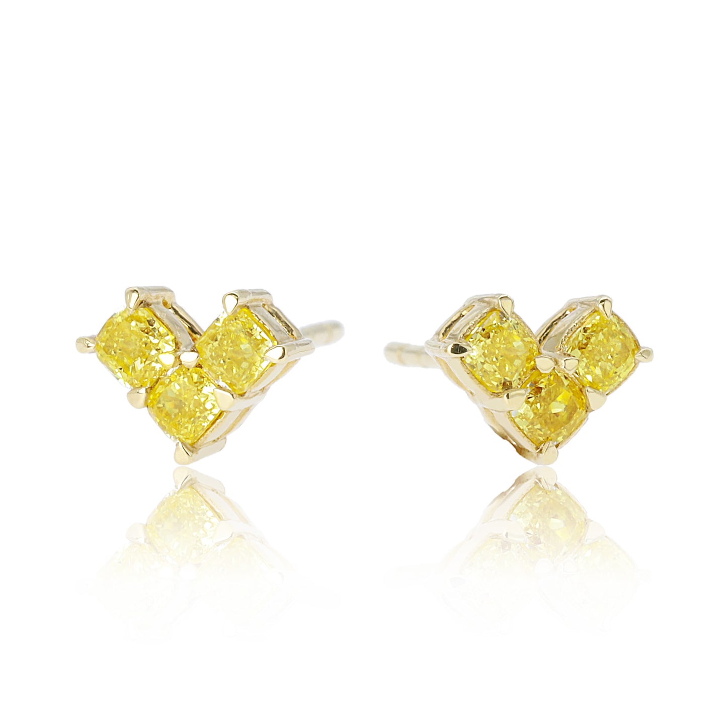 14k/18k gold 0.52 ctw yellow diamond&diamond stud earrings