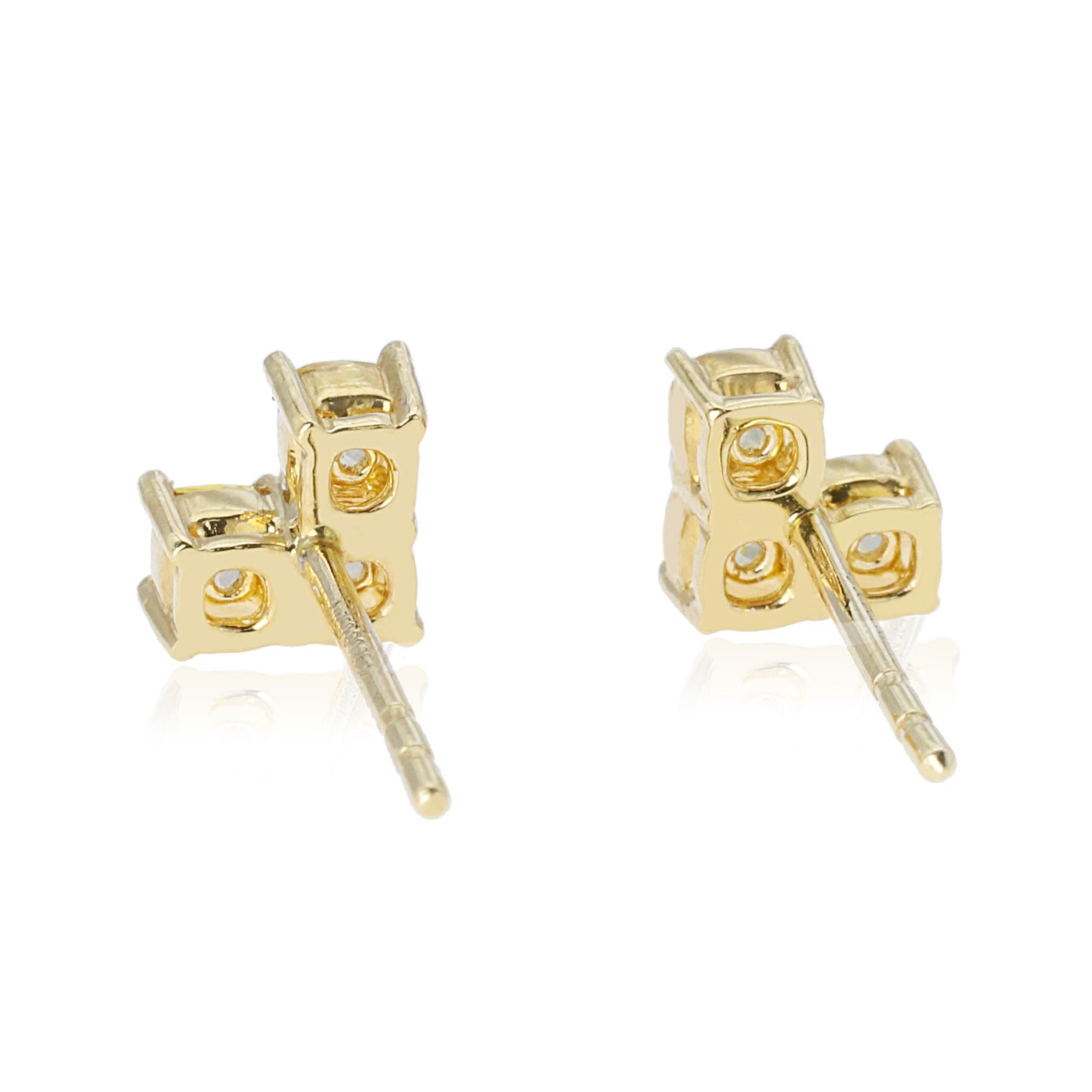 14k/18k gold 0.52 ctw yellow diamond&diamond stud earrings