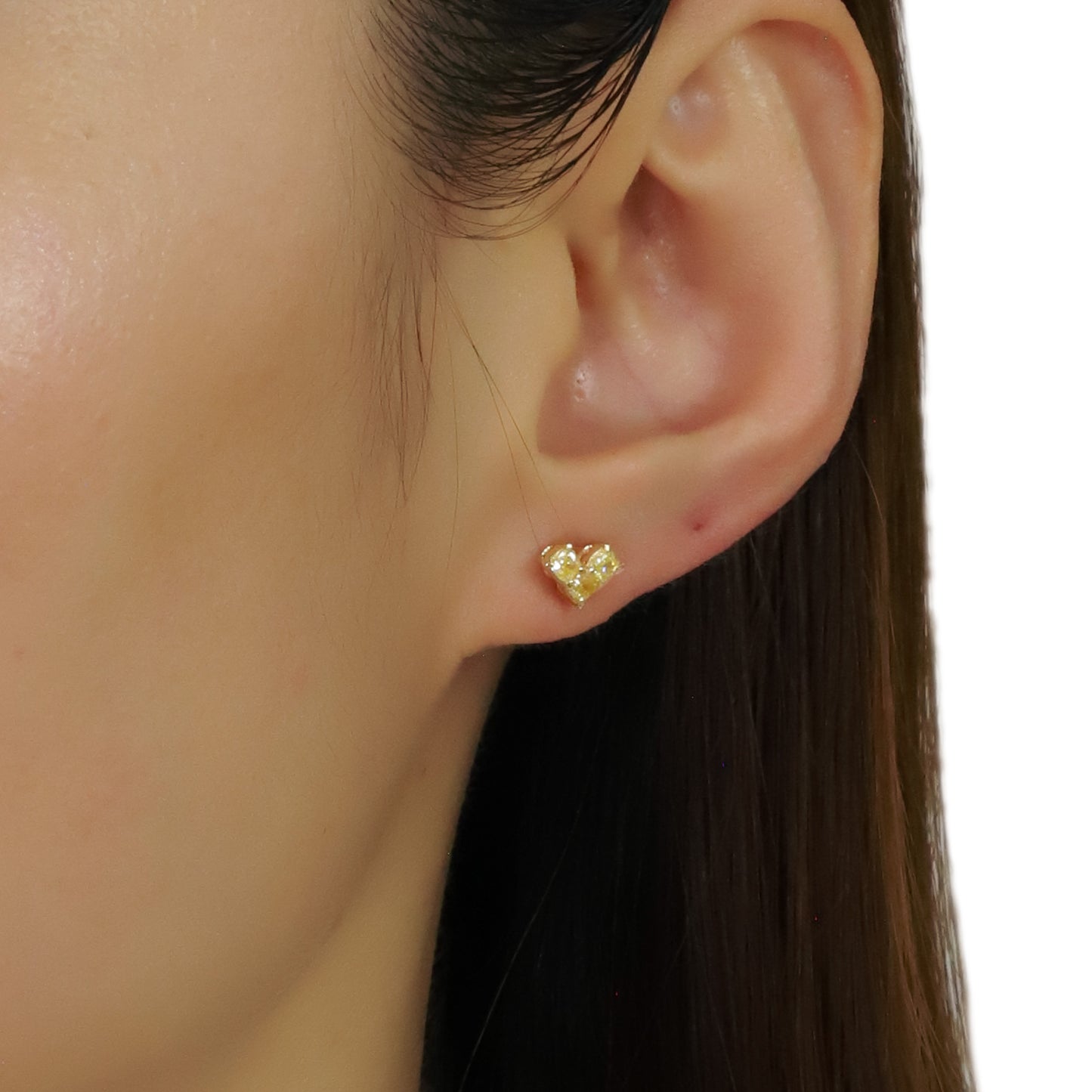 14k/18k gold 0.52 ctw yellow diamond&diamond stud earrings