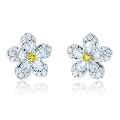 14K/18K GOLD 0.40 CTW YELLOW DIAMOND&DIAMOND STUD EARRINGS