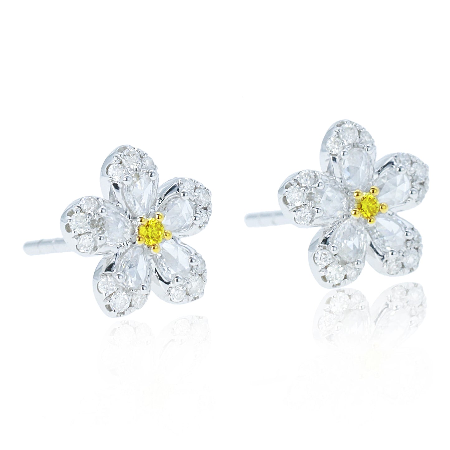 14k/18k gold 0.40 ctw yellow diamond&diamond stud earrings