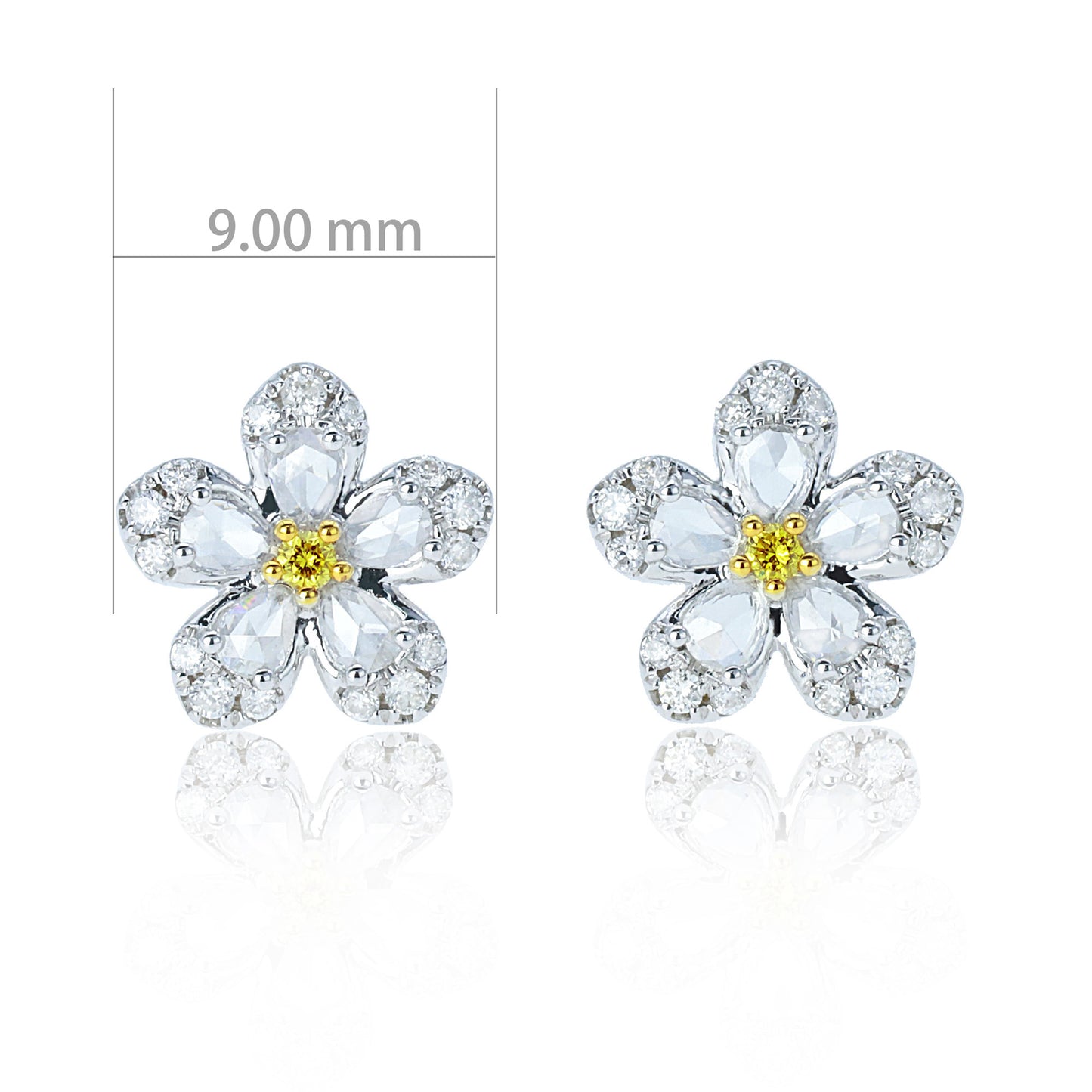 14k/18k gold 0.40 ctw yellow diamond&diamond stud earrings