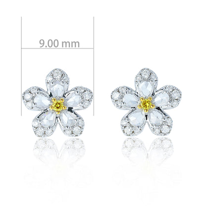 14K/18K GOLD 0.40 CTW YELLOW DIAMOND&DIAMOND STUD EARRINGS