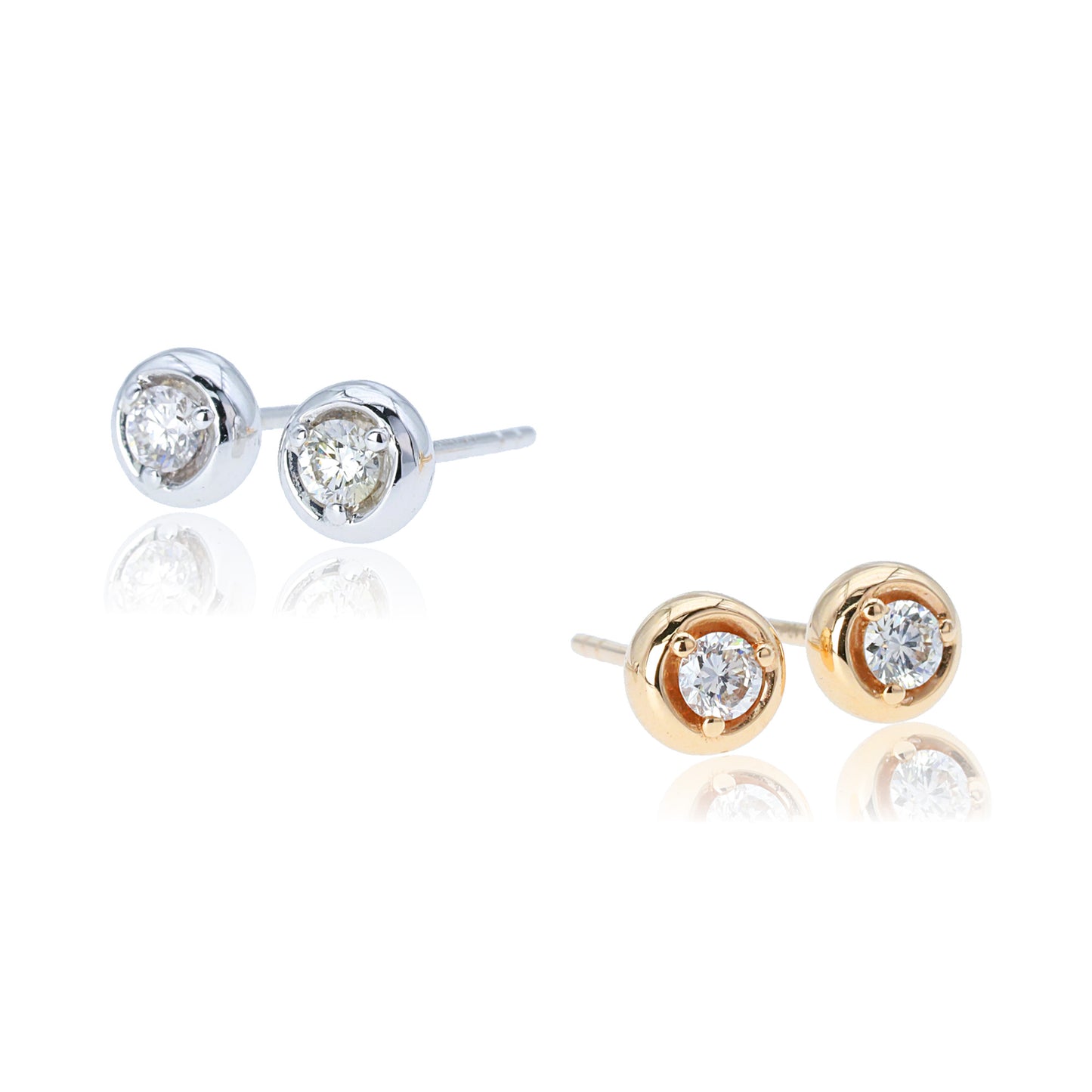 14k/18k rose gold & white gold 0.20 ctw h vs diamond stud earrings