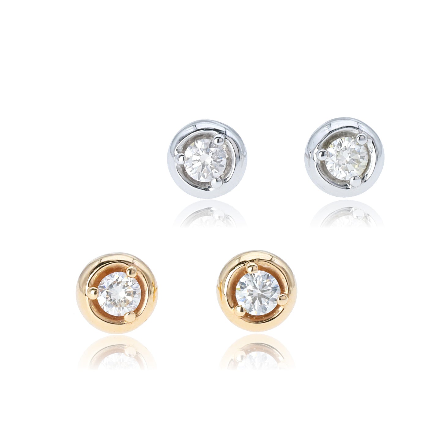 14k/18k rose gold & white gold 0.20 ctw h vs diamond stud earrings