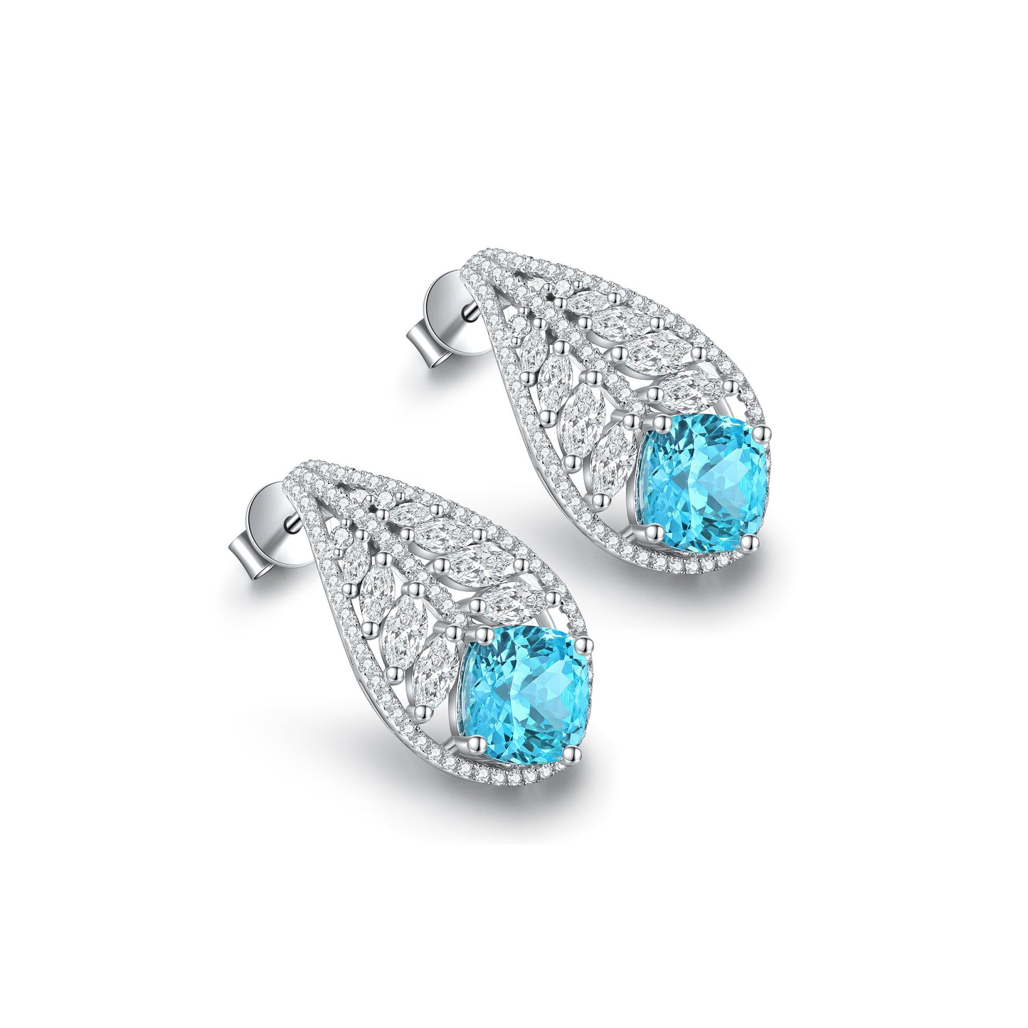 s925 sterling silver lab emerald/ruby/sapphire/paraiba/cobalt spinel & cz diamond earrings