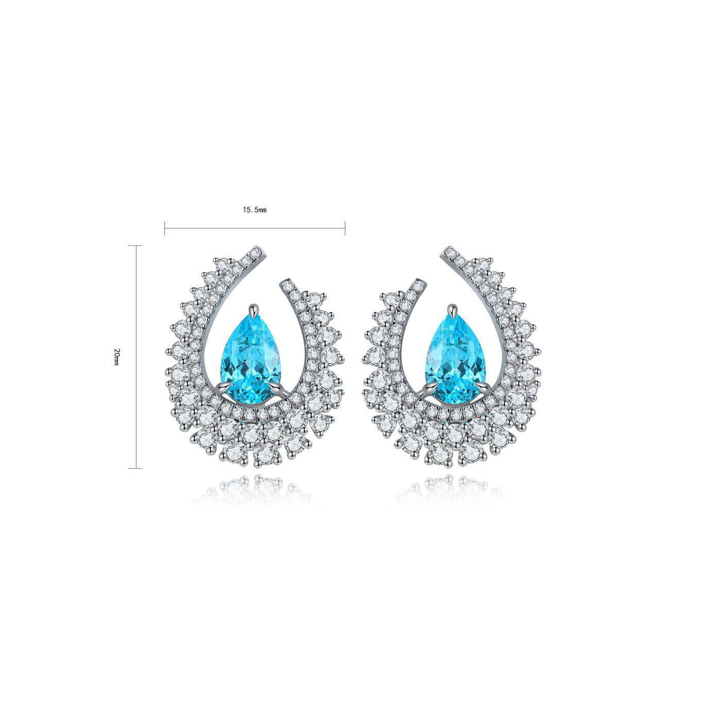 s925 sterling silver lab paraiba/emerald/sapphire/ruby & cz diamond earrings