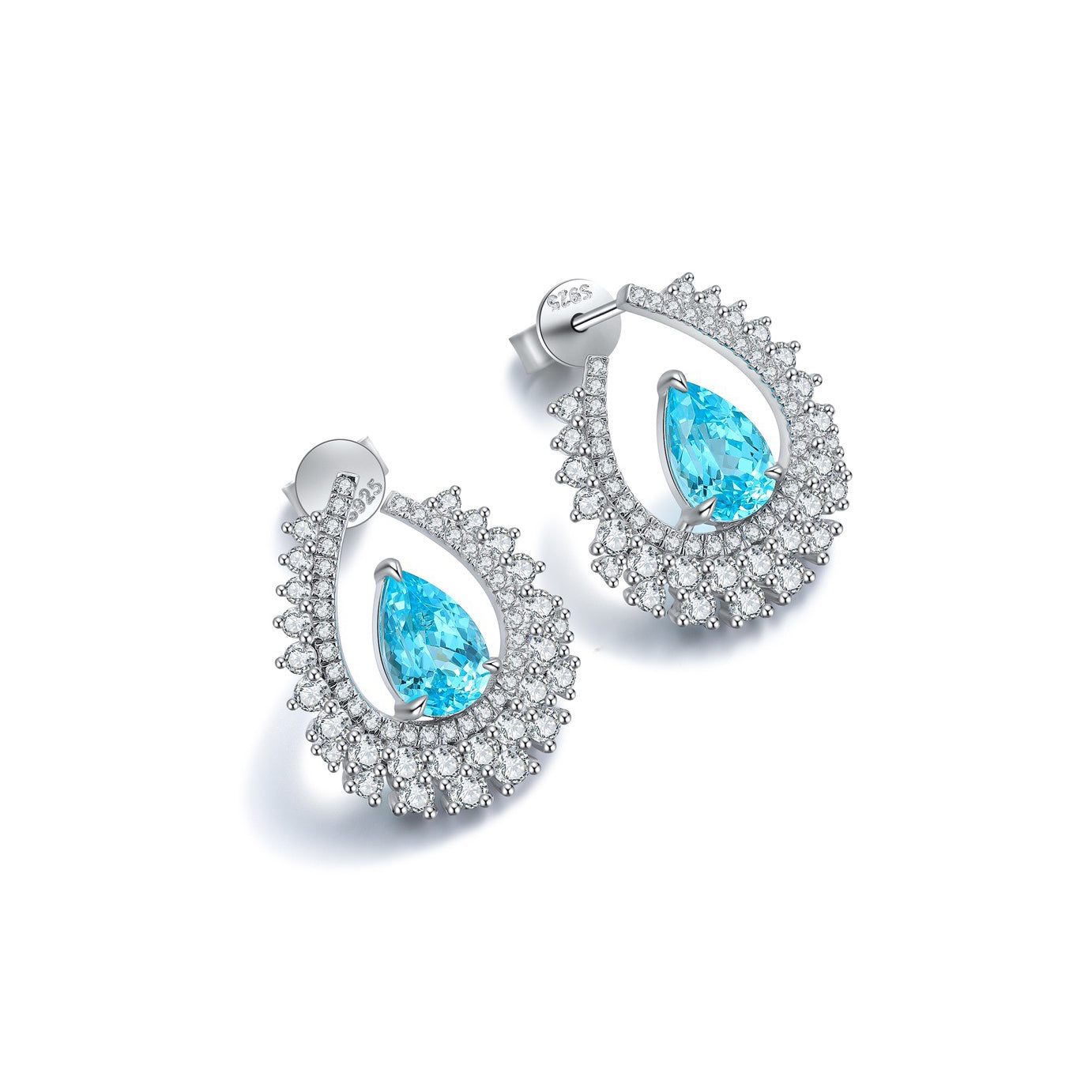 s925 sterling silver lab paraiba/emerald/sapphire/ruby & cz diamond earrings