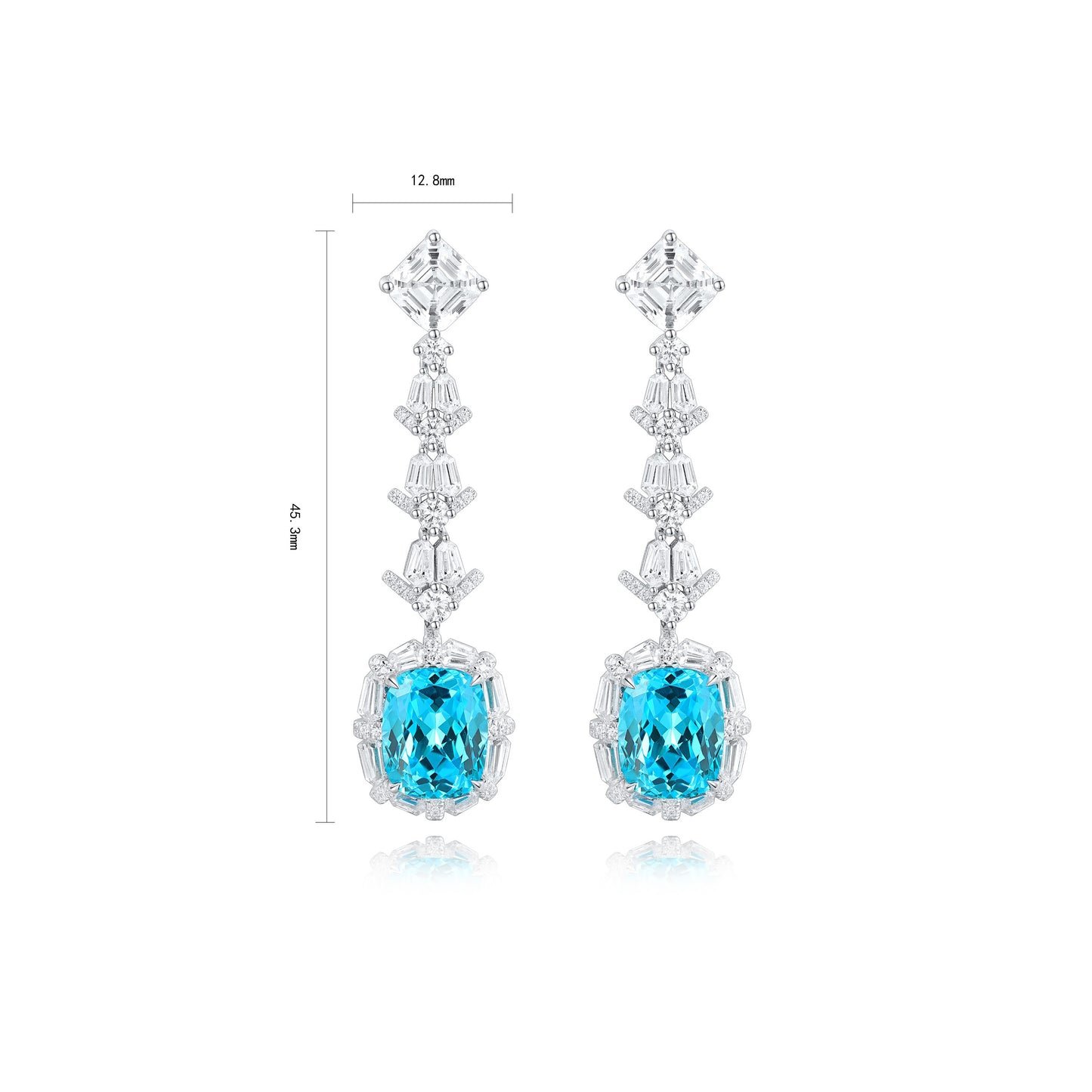 s925 sterling silver lab paraiba/sapphire & cz diamond earrings