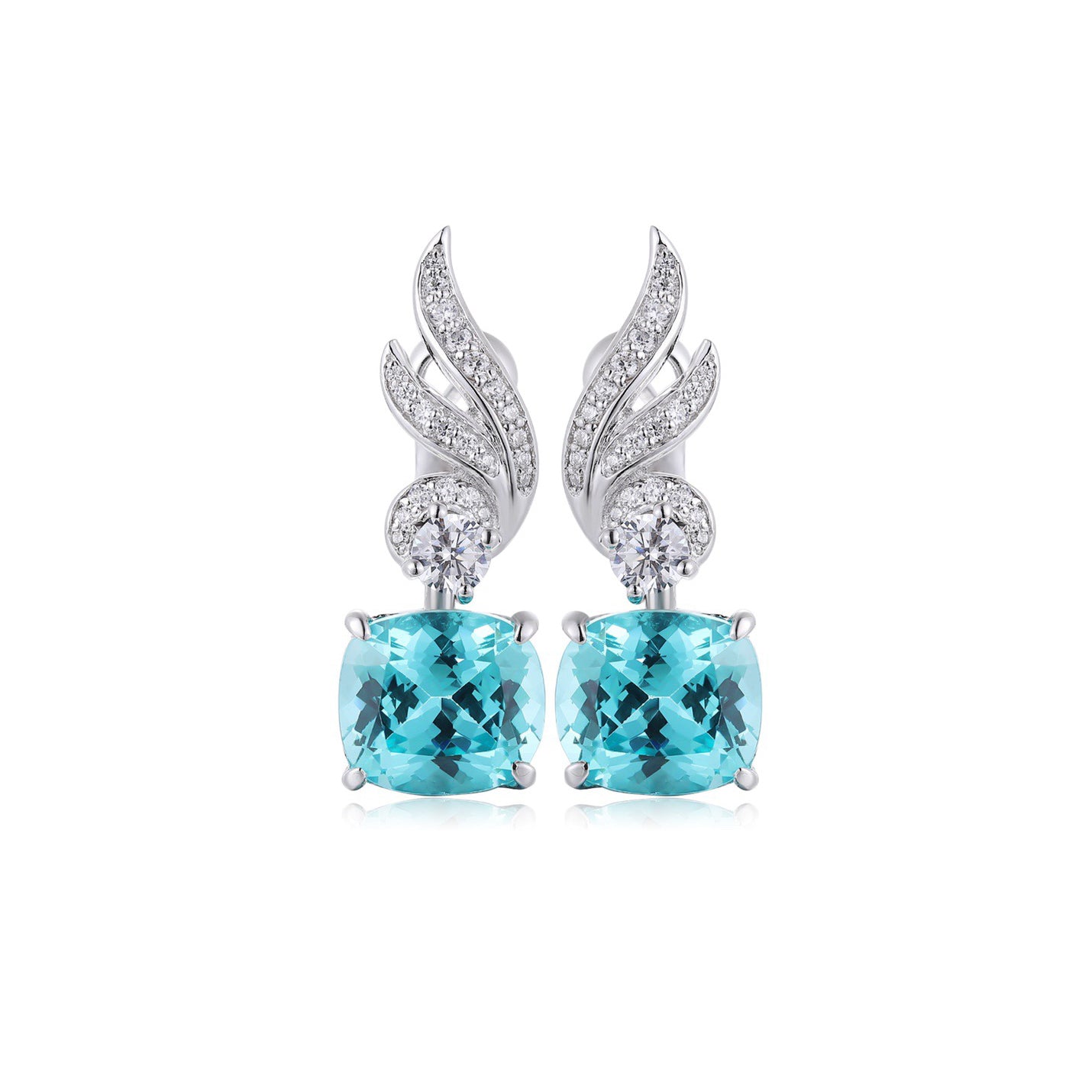 s925 sterling silver lab paraiba/ruby/sapphire/emerald/cobalt spinel & cz diamond earrings