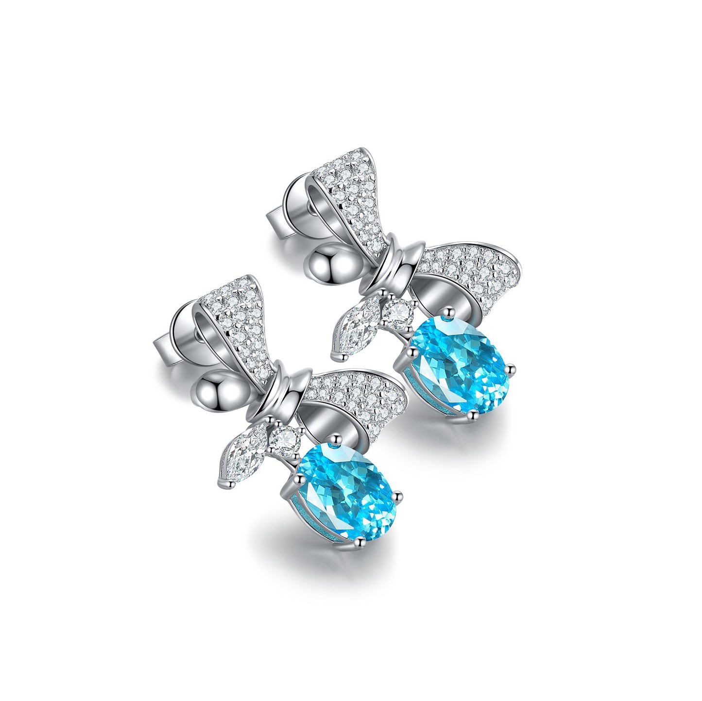 s925 sterling silver lab ruby/sapphire/emerald/paraiba/cobalt spinel & cz diamond earrings