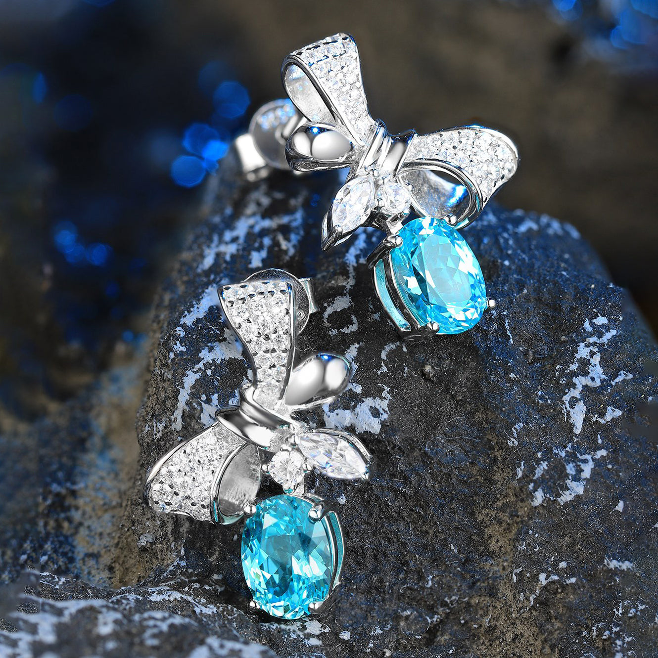 s925 sterling silver lab ruby/sapphire/emerald/paraiba/cobalt spinel & cz diamond earrings