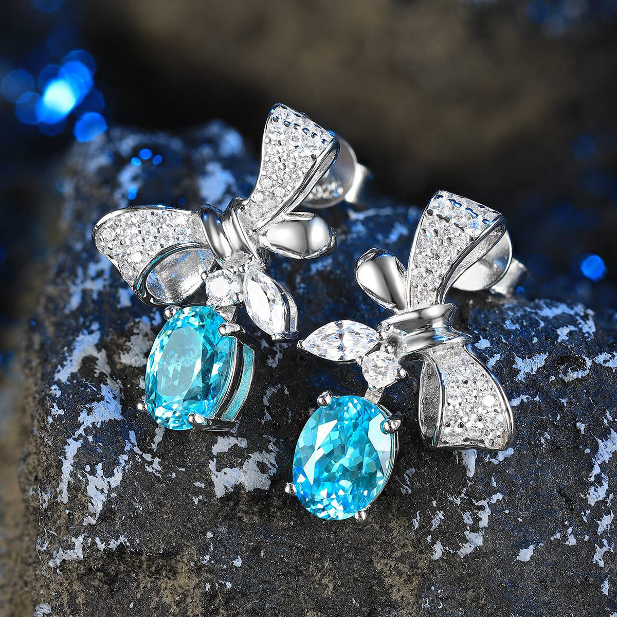 s925 sterling silver lab ruby/sapphire/emerald/paraiba/cobalt spinel & cz diamond earrings