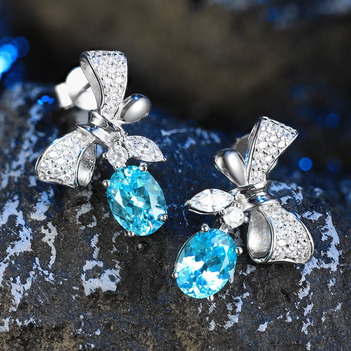 s925 sterling silver lab ruby/sapphire/emerald/paraiba/cobalt spinel & cz diamond earrings