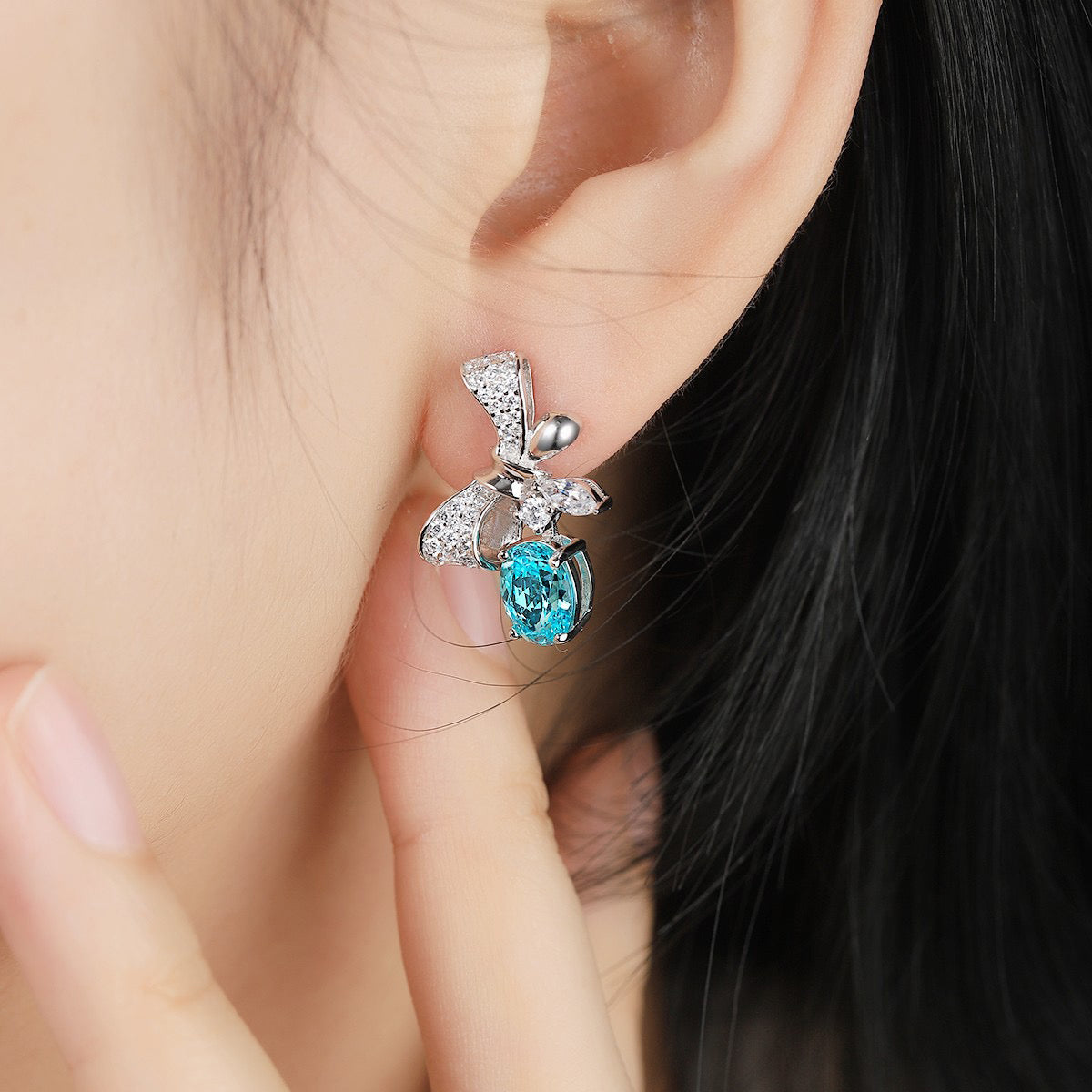 s925 sterling silver lab ruby/sapphire/emerald/paraiba/cobalt spinel & cz diamond earrings