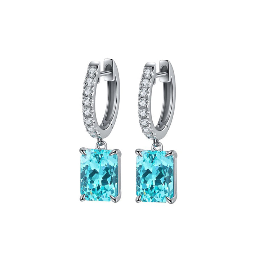 s925 sterling silver lab paraiba/ruby/sapphire/emerald/cobalt spinel & cz diamond earrings