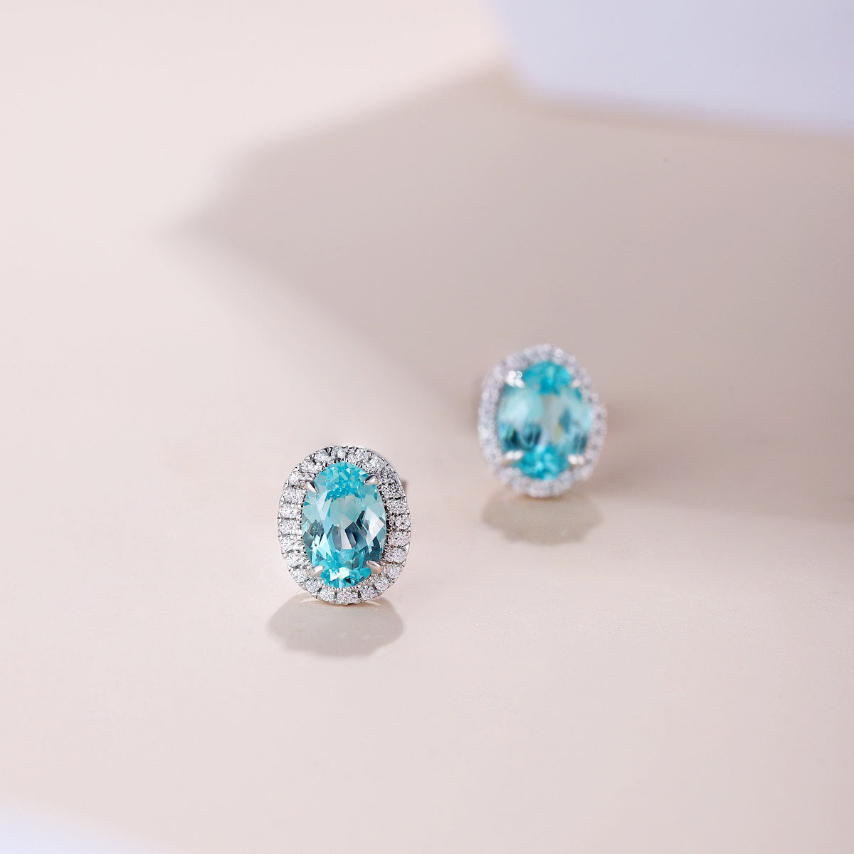 s925 sterling silver lab paraiba/ruby/sapphire/emerald & cz diamond stud earrings