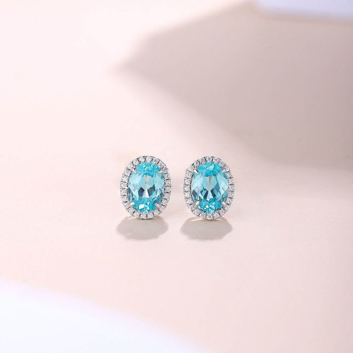 s925 sterling silver lab paraiba/ruby/sapphire/emerald & cz diamond stud earrings