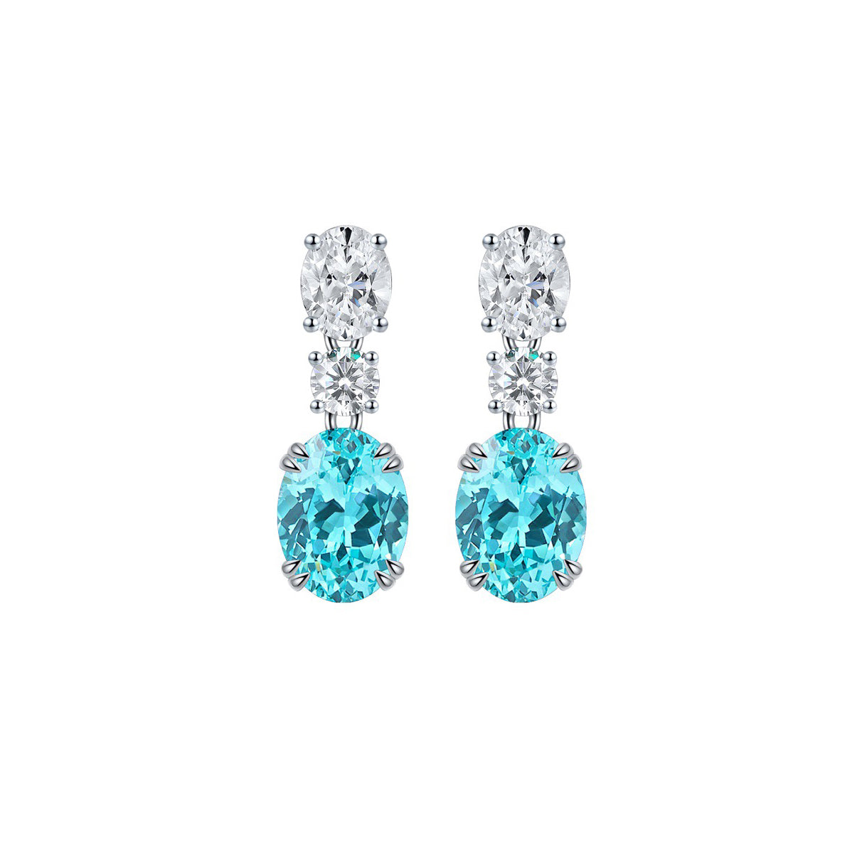 s925 sterling silver lab ruby/sapphire/emerald/paraiba/cobalt spinel & cz diamond earrings