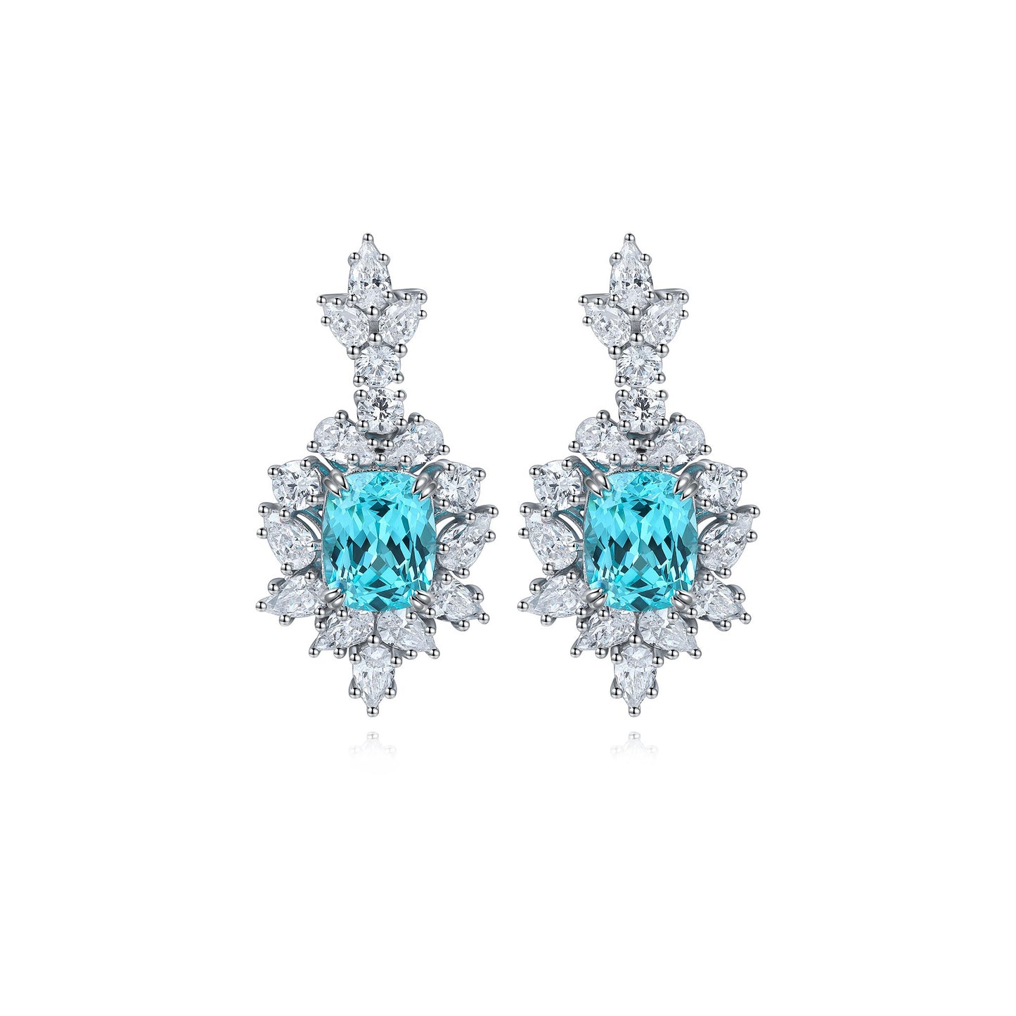 s925 sterling silver lab ruby/sapphire/emerald/paraiba & cz diamond earrings