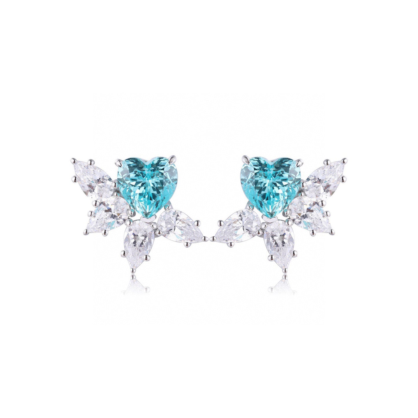 925 sterling silver lab ruby/sapphire/emerald/paraiba/coblat spinel & cz diamond stud earrings