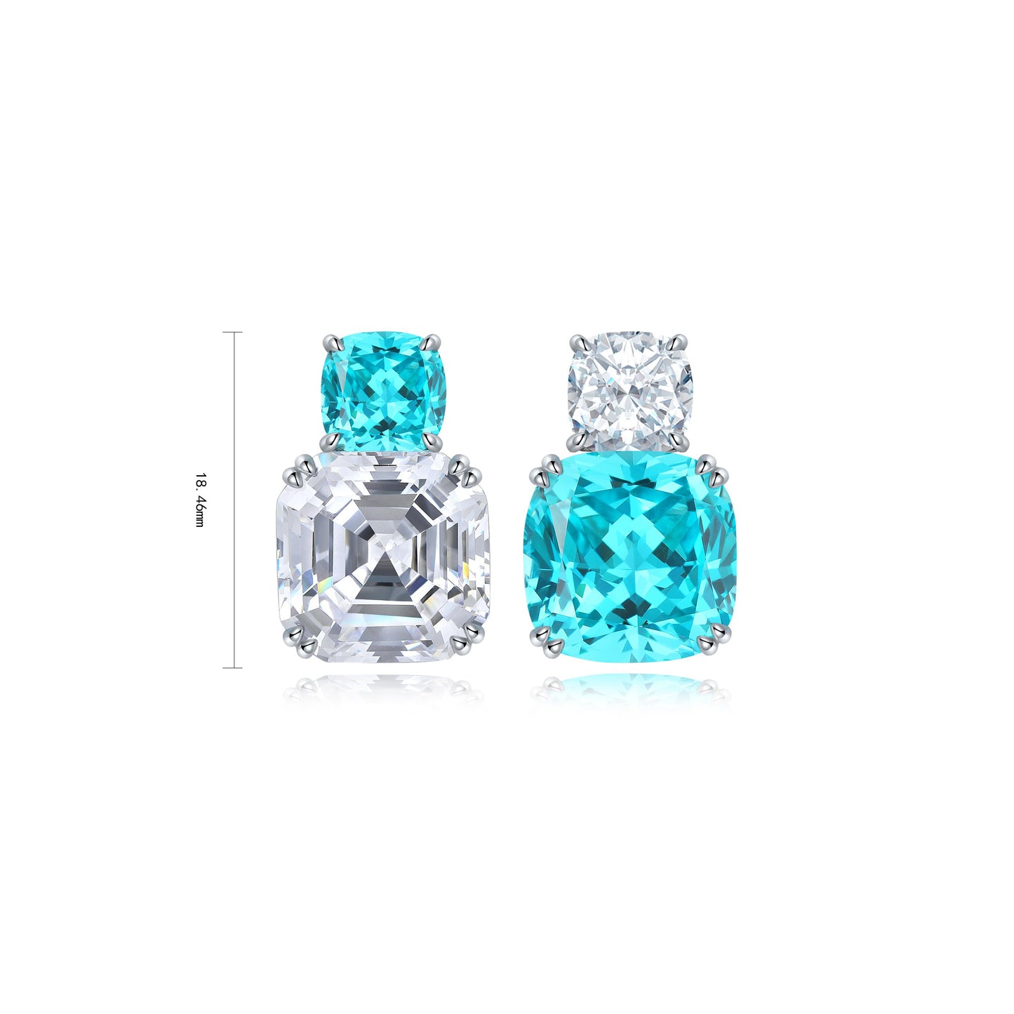 12*12mm neon blue paraiba & cz diamond earrings s925 sterling silver,ocean blue gemstone earrings,statement blue stone jewelry,gift for her