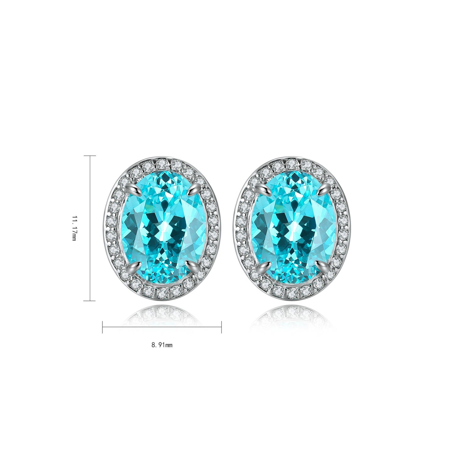 s925 sterling silver lab paraiba/ruby/emerald/sapphire & cz diamond stud earrings