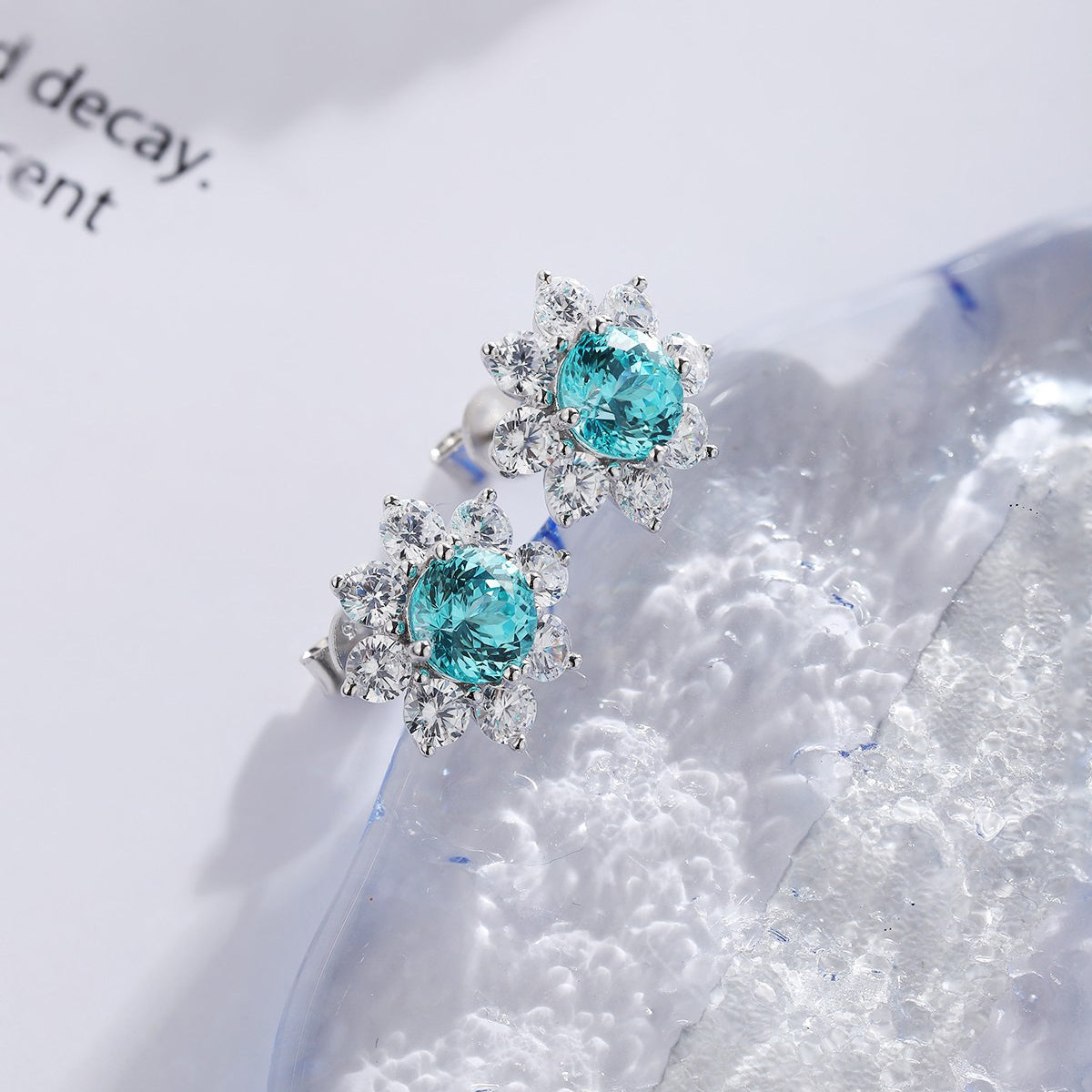 s925 sterling silver lab paraiba/ruby/sapphire/emearld/cobalt spinel & cz diamond stud earrings