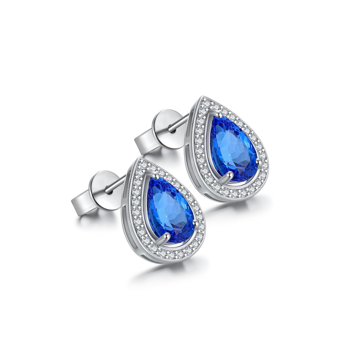 s925 sterling silver lab cobalt spinel/ruby/sapphire/emerald/paraiba & cz diamond stud earrings