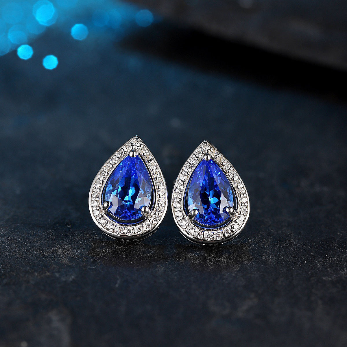 s925 sterling silver lab cobalt spinel/ruby/sapphire/emerald/paraiba & cz diamond stud earrings