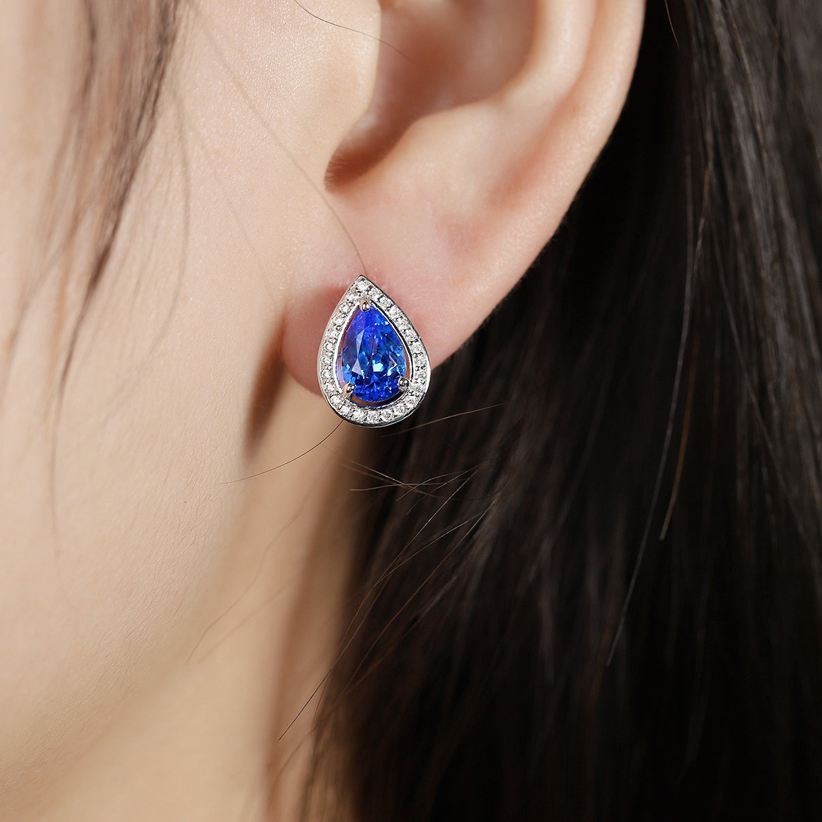 s925 sterling silver lab cobalt spinel/ruby/sapphire/emerald/paraiba & cz diamond stud earrings