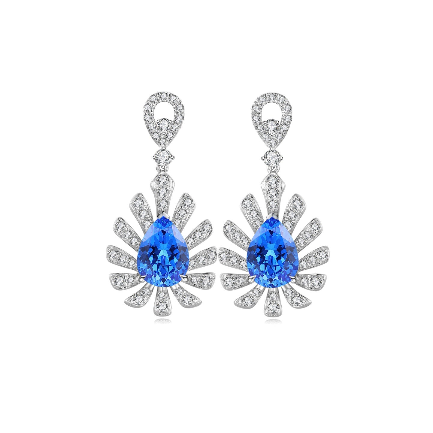 s925 sterling silver lab cobalt spinel/sapphire/emerald/ruby/paraiba & cz diamond earrings